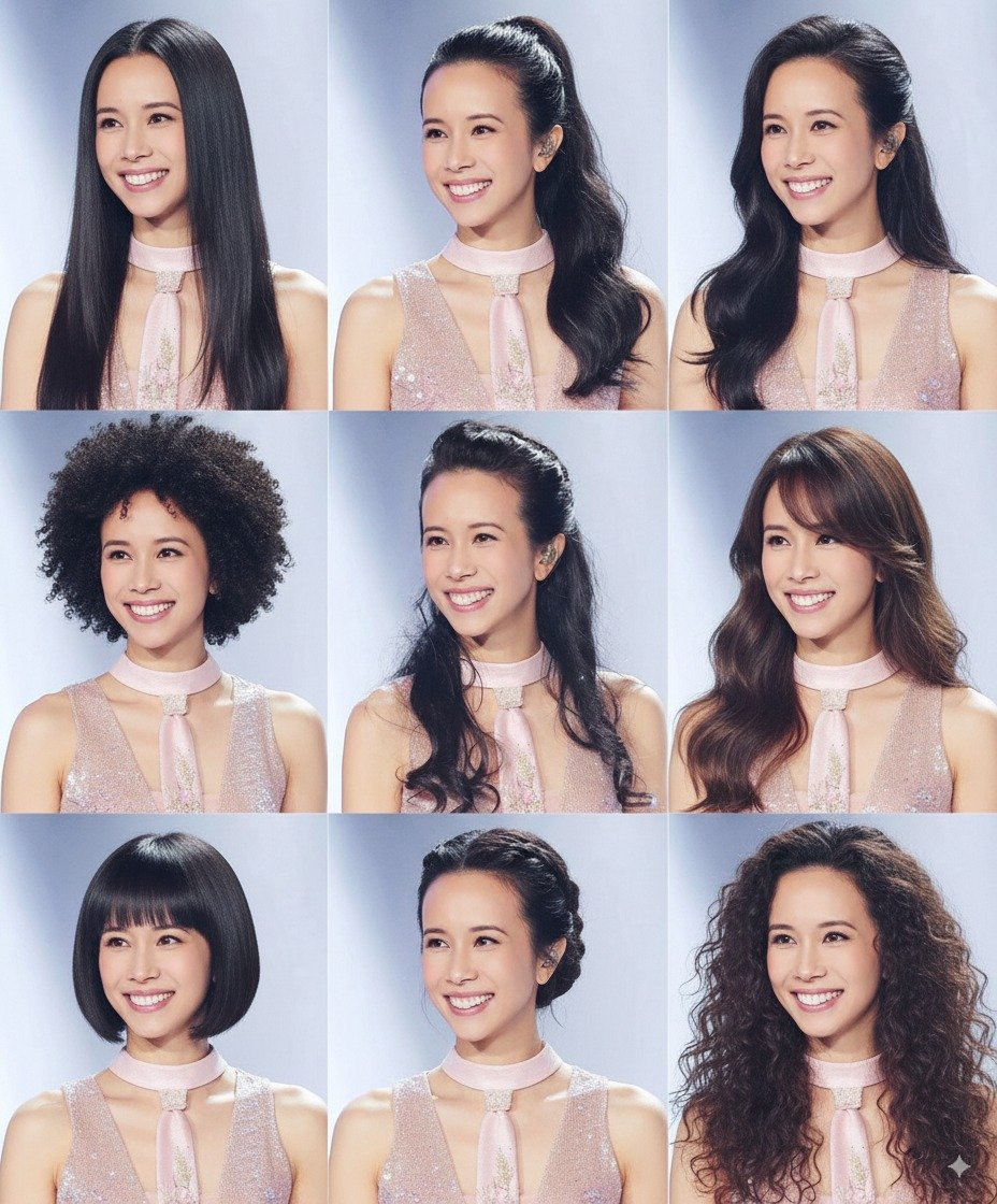 Multiple hairstyle variations generated with Nano Banana 2 multi-reference editing