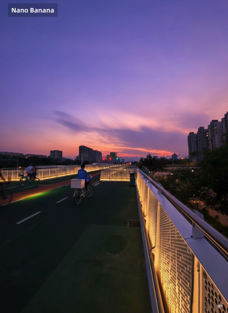 Stunning sunset bridge cityscape photograph by Nano Banana 2 AI