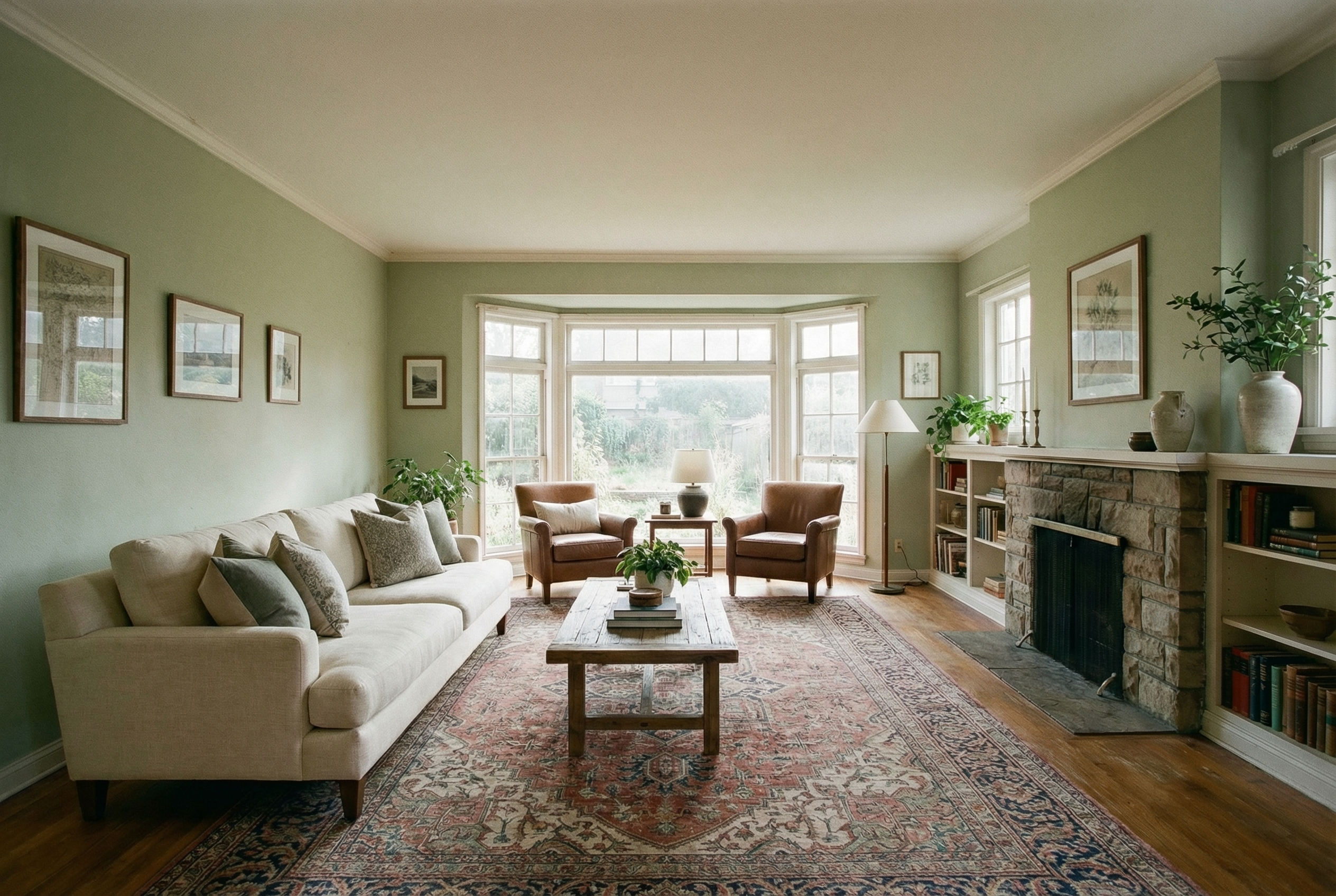 Cozy living room interior design generated with Nano Banana Pro AI